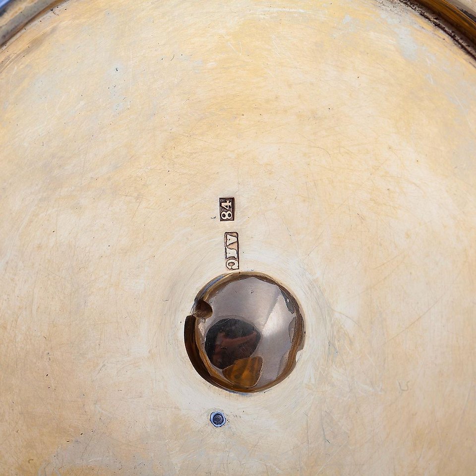 Russian silver , A massive Russian trompe l'oeil silver-gilt mug with cast and...