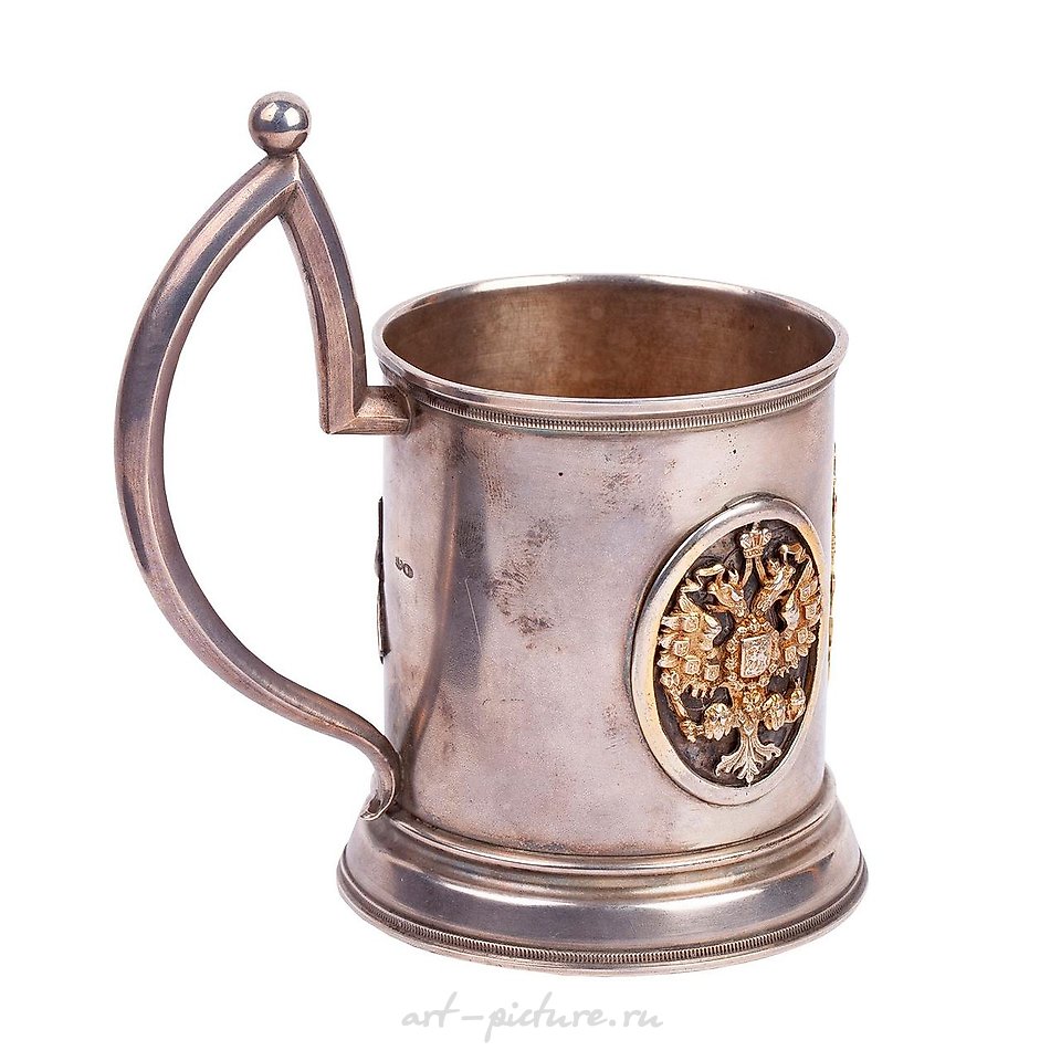Russian silver , A Russian cast silver-gilt presentation glass holder "Winter...
