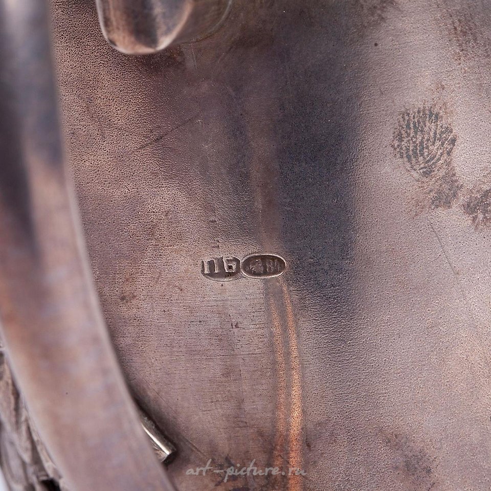 Russian silver , A Russian cast silver-gilt presentation glass holder "Winter...