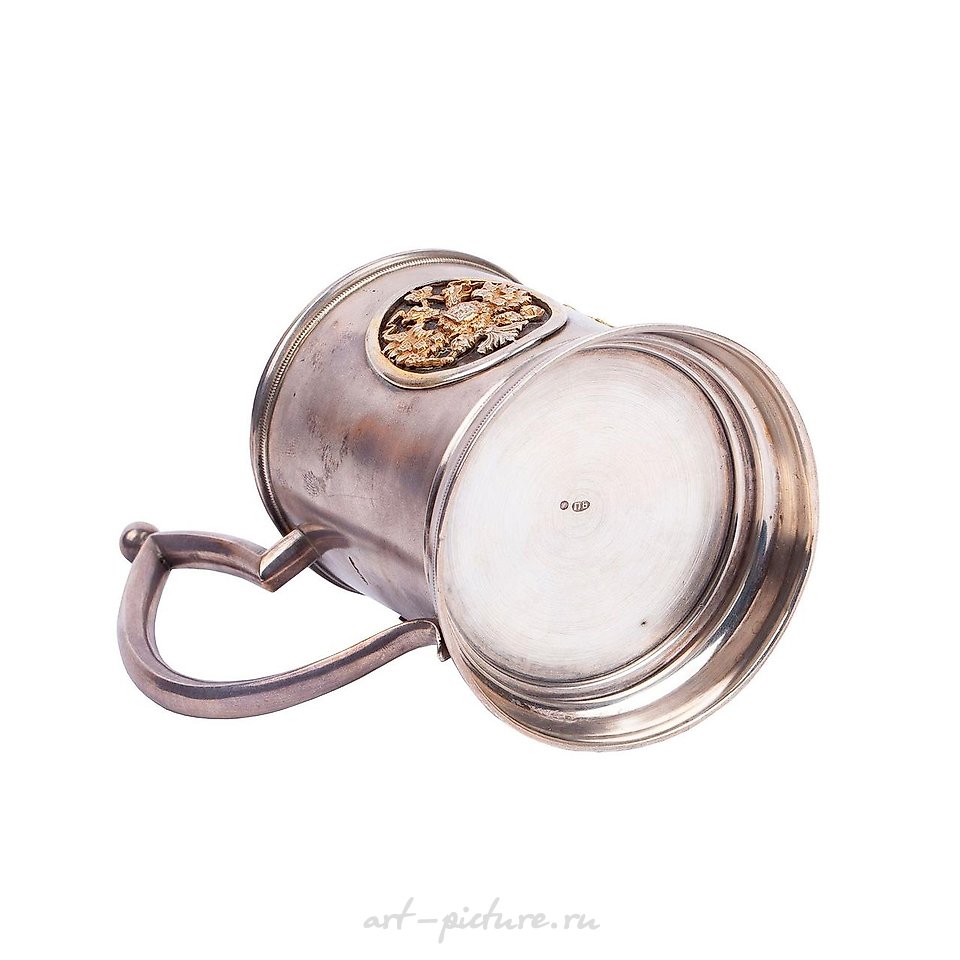 Russian silver , A Russian cast silver-gilt presentation glass holder "Winter...