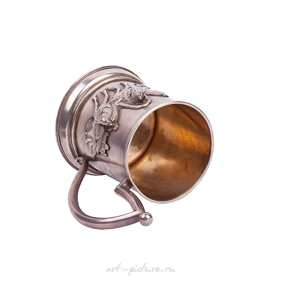 Russian silver , A Russian cast silver-gilt presentation glass holder "Winter...