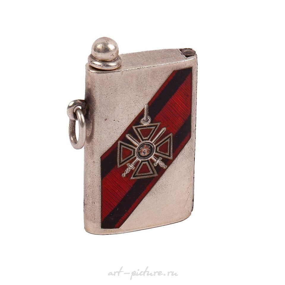 Russian silver , A rare Russian silver, guilloche and champleve enamel lighter...