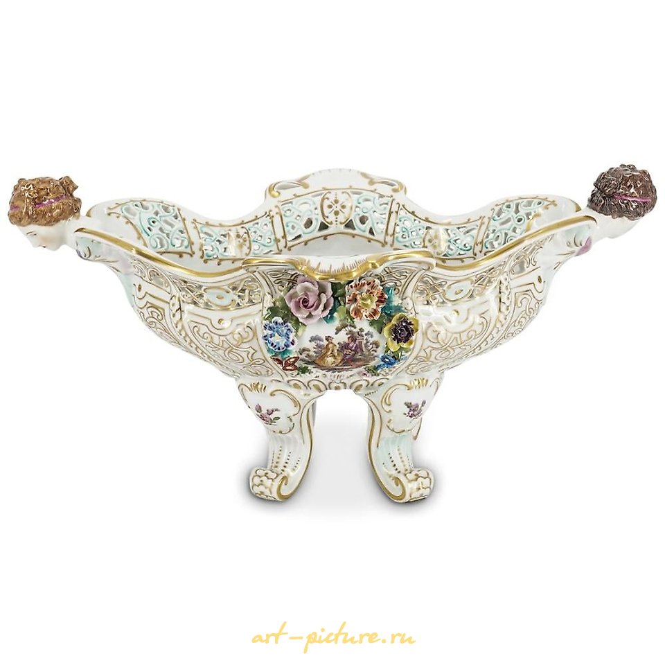 Royal Vienna Porcelain , Royal Vienna Porcelain Reticulated Centerpiece W/ Figural Ha...