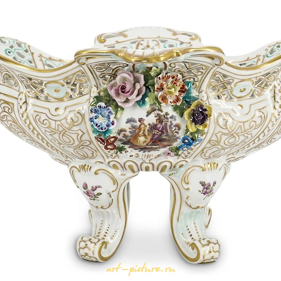 Royal Vienna Porcelain , Royal Vienna Porcelain Reticulated Centerpiece W/ Figural Ha...