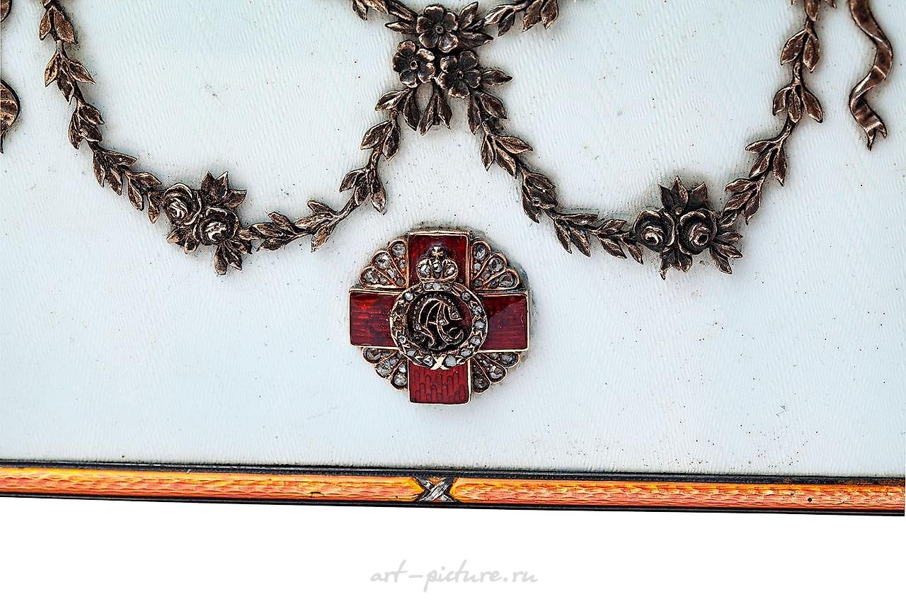 Russian silver , An extremely rare Russian silver-gilt and guilloche enamel pr...