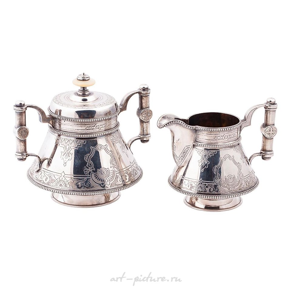 俄罗斯银 , 俄罗斯银质镀金糖罐和牛奶壶