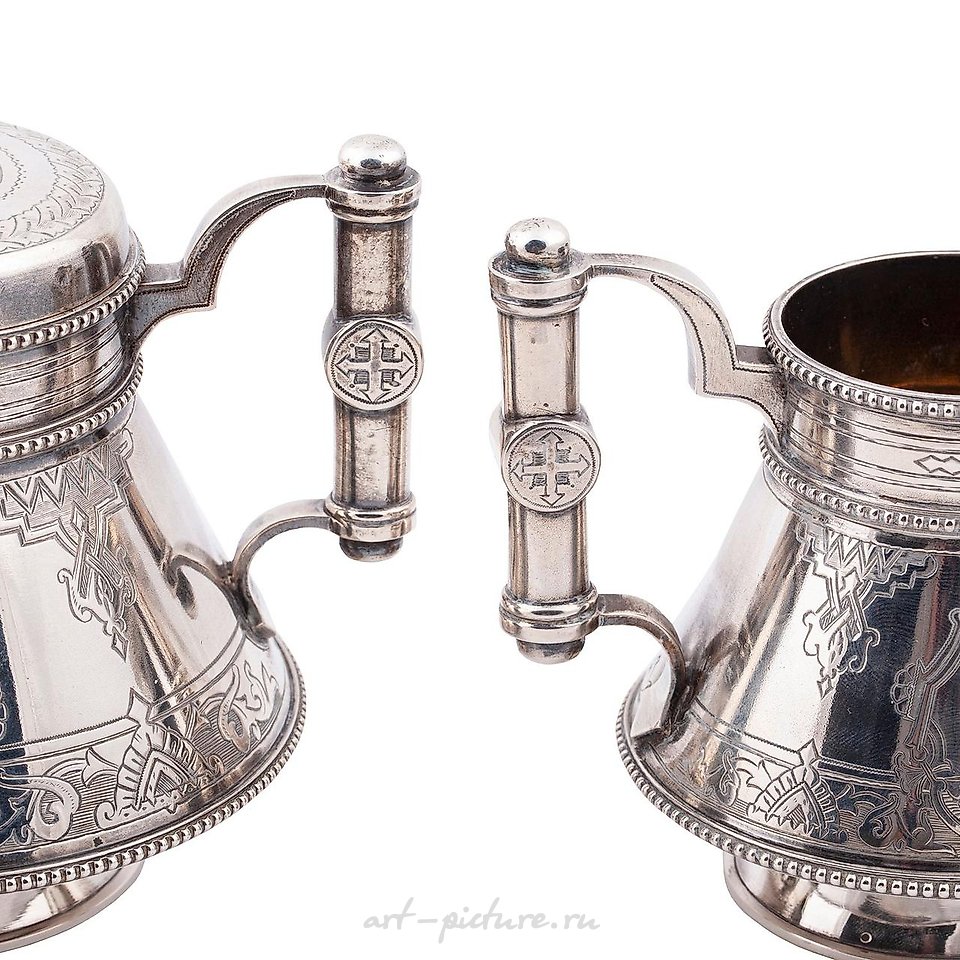 俄罗斯银 , 俄罗斯银质镀金糖罐和牛奶壶