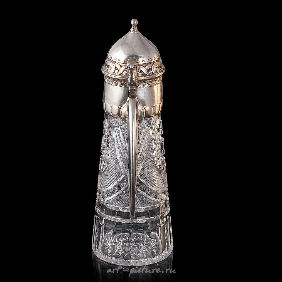 Russian silver , A Russian art nouveau style silver and cut crystal decanter ...