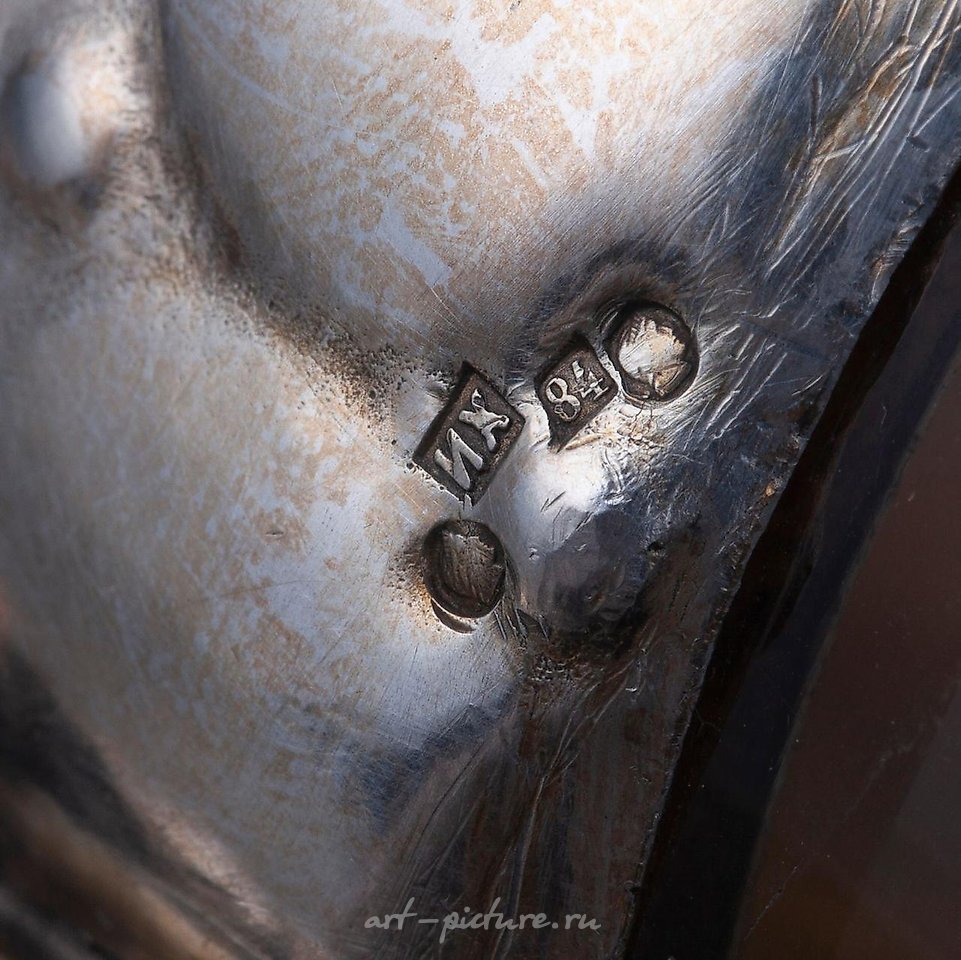 Russian silver , A Russian art nouveau style silver and cut crystal decanter ...