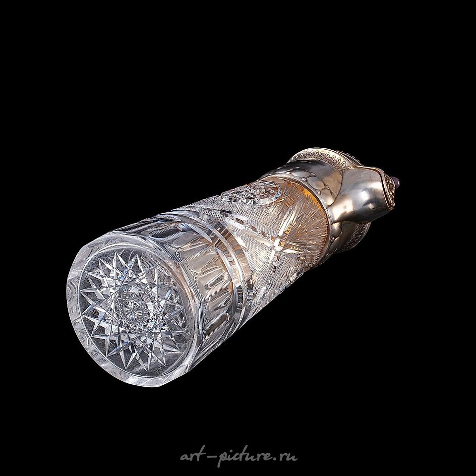 Russian silver , A Russian art nouveau style silver and cut crystal decanter ...
