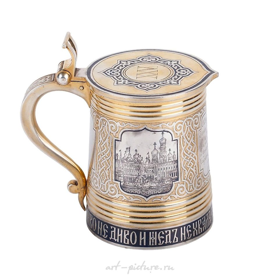 俄罗斯银 , 俄罗斯礼品银杯，镀金和黑色