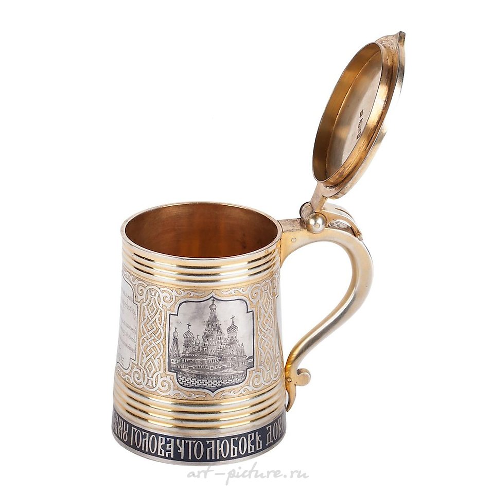 俄罗斯银 , 俄罗斯礼品银杯，镀金和黑色