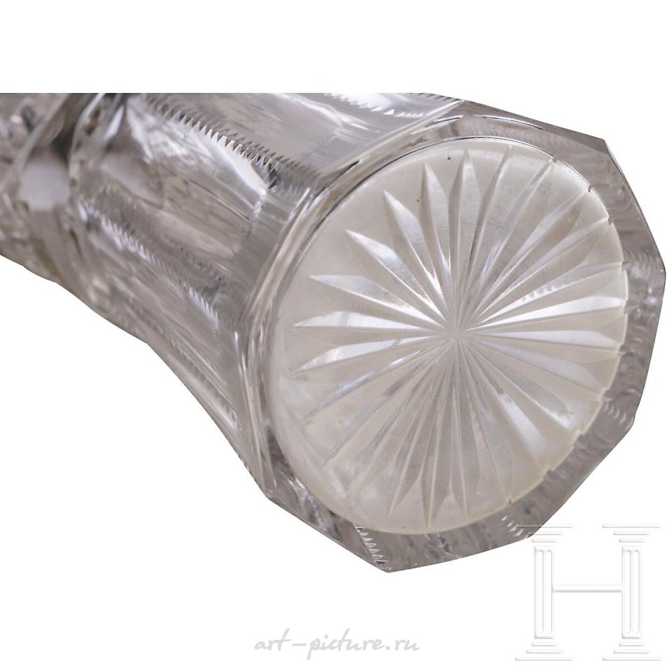 Russian silver , Three Russian glass flasks with silver mounting, Moscow, Peter...