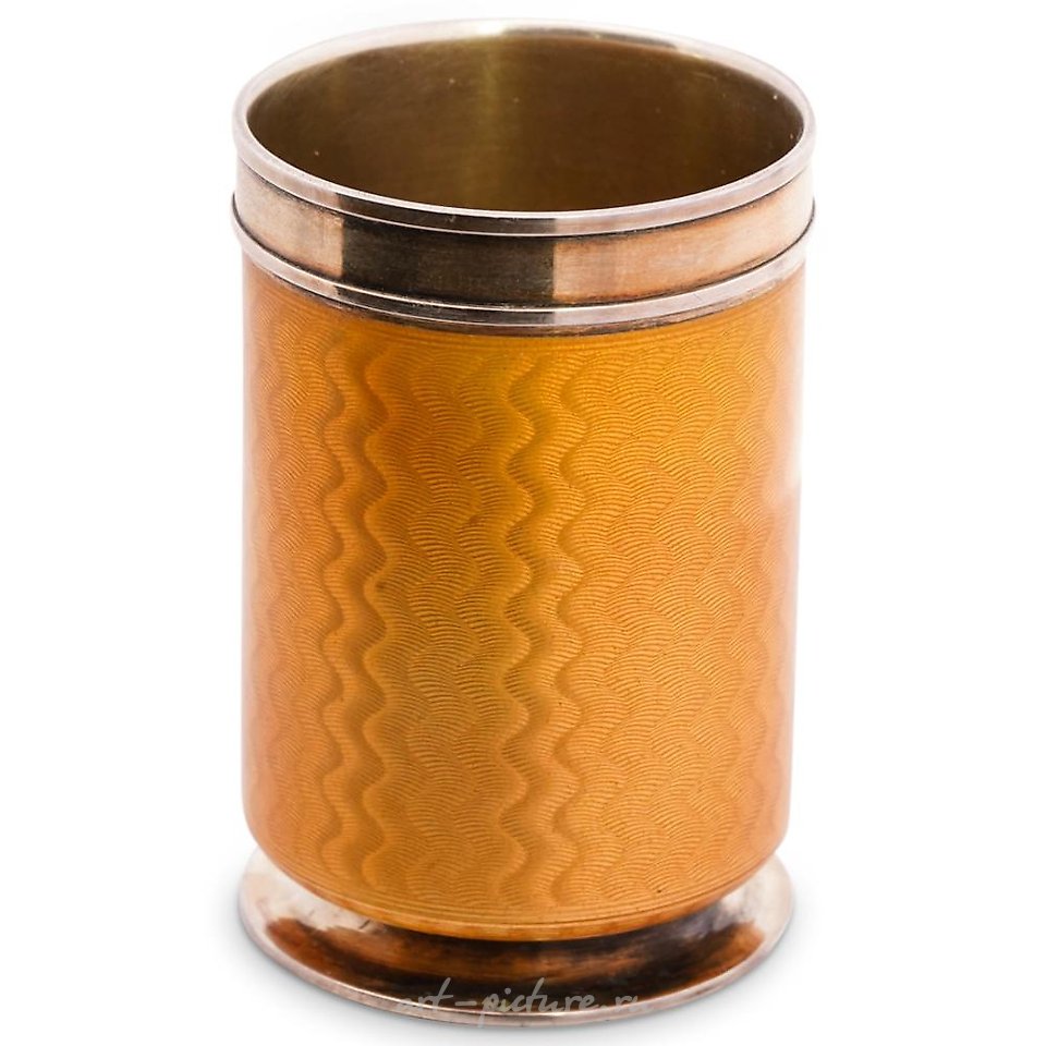 Russian silver , K. Faberge 88 Silver Beaker with Vivid Red Guilloche Enamel & G...
