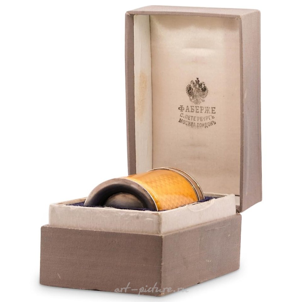 Russian silver , K. Faberge 88 Silver Beaker with Vivid Red Guilloche Enamel & G...