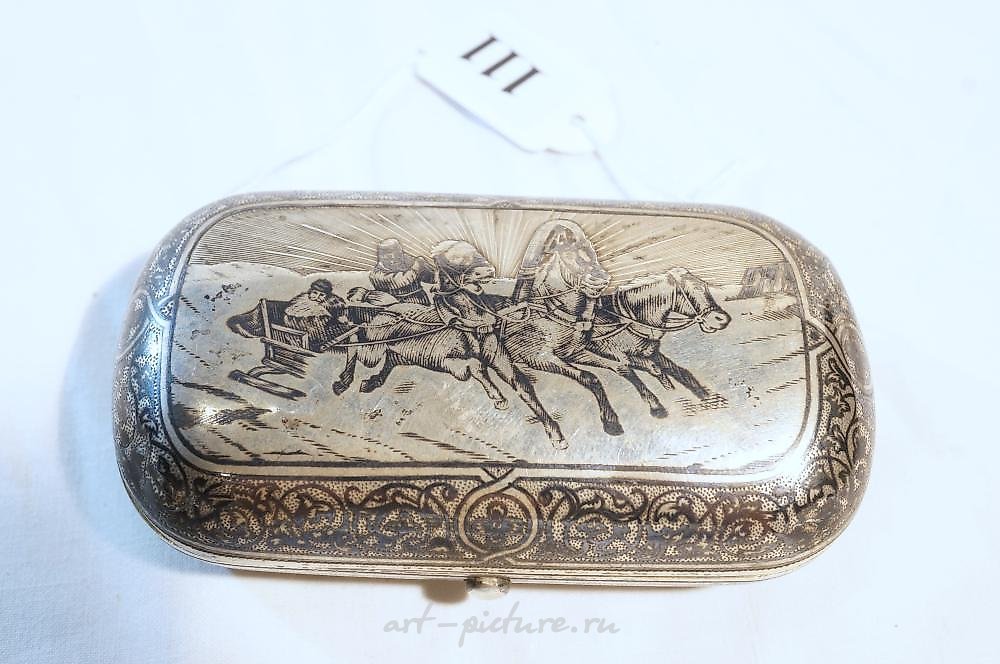 Русское серебро , Старинный русский портсигар "тройка"