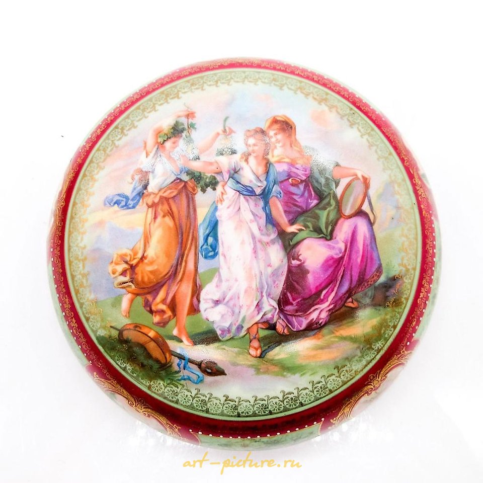 Royal Vienna Porcelain , Antique Large Royal Vienna Hand Painted Lidded Jar Urn