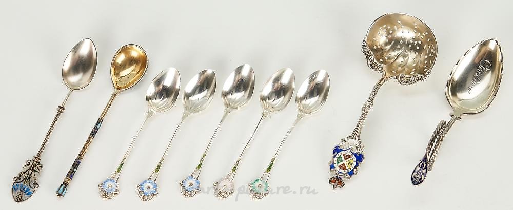 Russian silver , 6 pcs. Assorted Sterling Silver, including David-Andersen Enameled &...