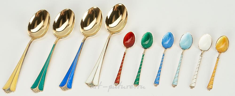 Russian silver , 6 pcs. Assorted Sterling Silver, including David-Andersen Enameled &...