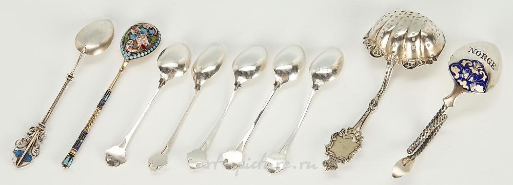 Russian silver , 6 pcs. Assorted Sterling Silver, including David-Andersen Enameled &...