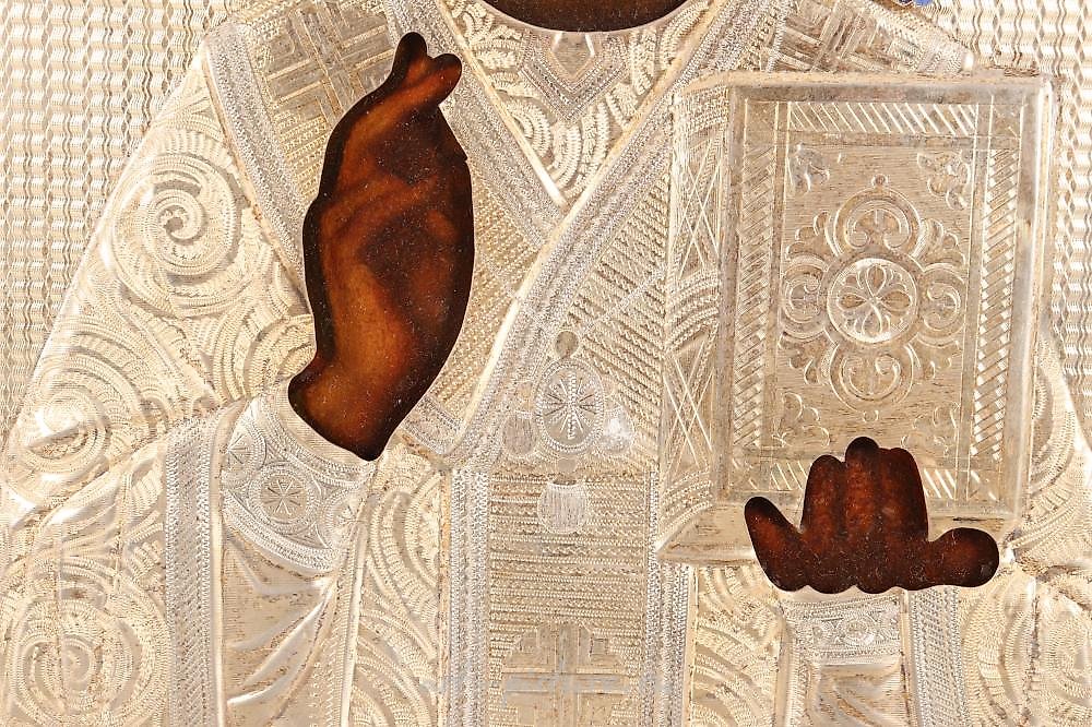 俄罗斯银 , 俄罗斯镀金银和琺瑯制成的圣像