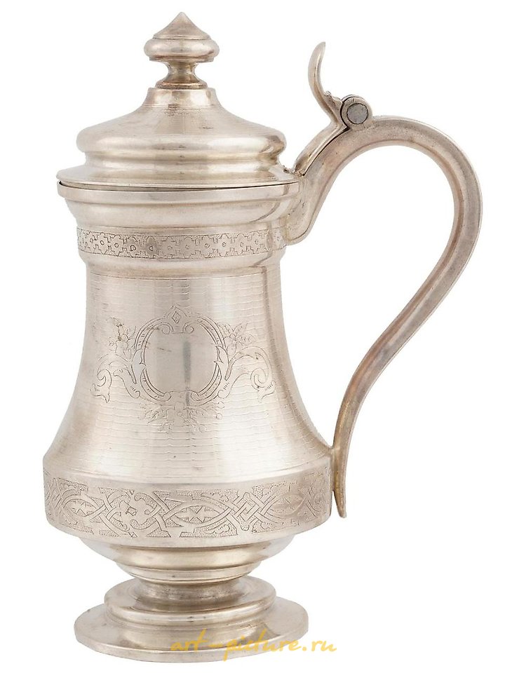 俄罗斯银 , 带折叠盖子的银脚俄罗斯皇家杯。