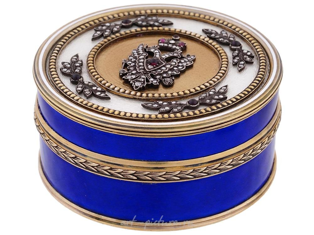 Russian silver , IMPERIAL RUSSIAN GILT SILVER ENAMEL DIAMONDS BOX