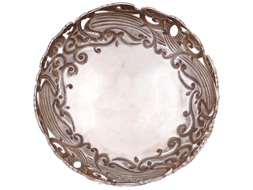 Russian silver , RUSSIAN STERLING SILVER CUT CRYSTAL SERVING BOWL