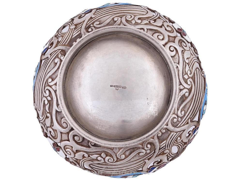 Russian silver , RUSSIAN STERLING SILVER CUT CRYSTAL SERVING BOWL