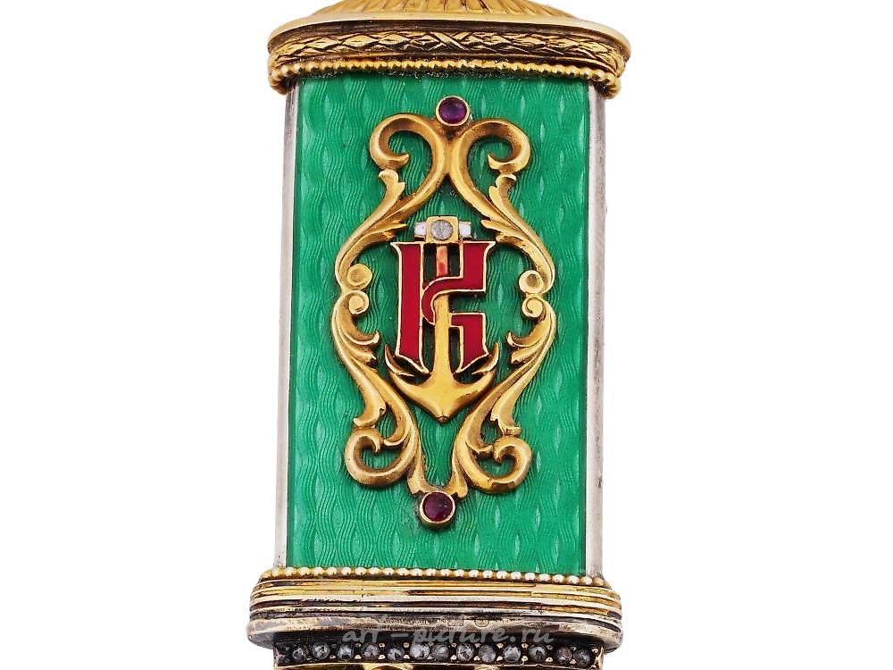 Русское серебро , Серебряный нож для открывания писем с нефритом и бриллиантами