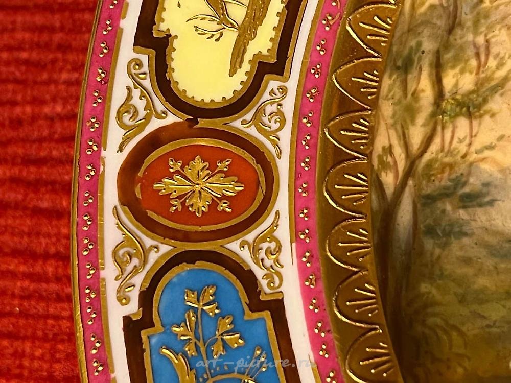 Royal Vienna Porcelain , Royal Vienna Dish with Classic Scene - Beauty and Angel