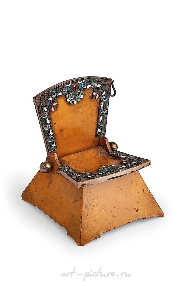 Russian silver , SALIERA A TRONO IN BIRCH WOOD, SILVER AND ENAMEL, SAN P...