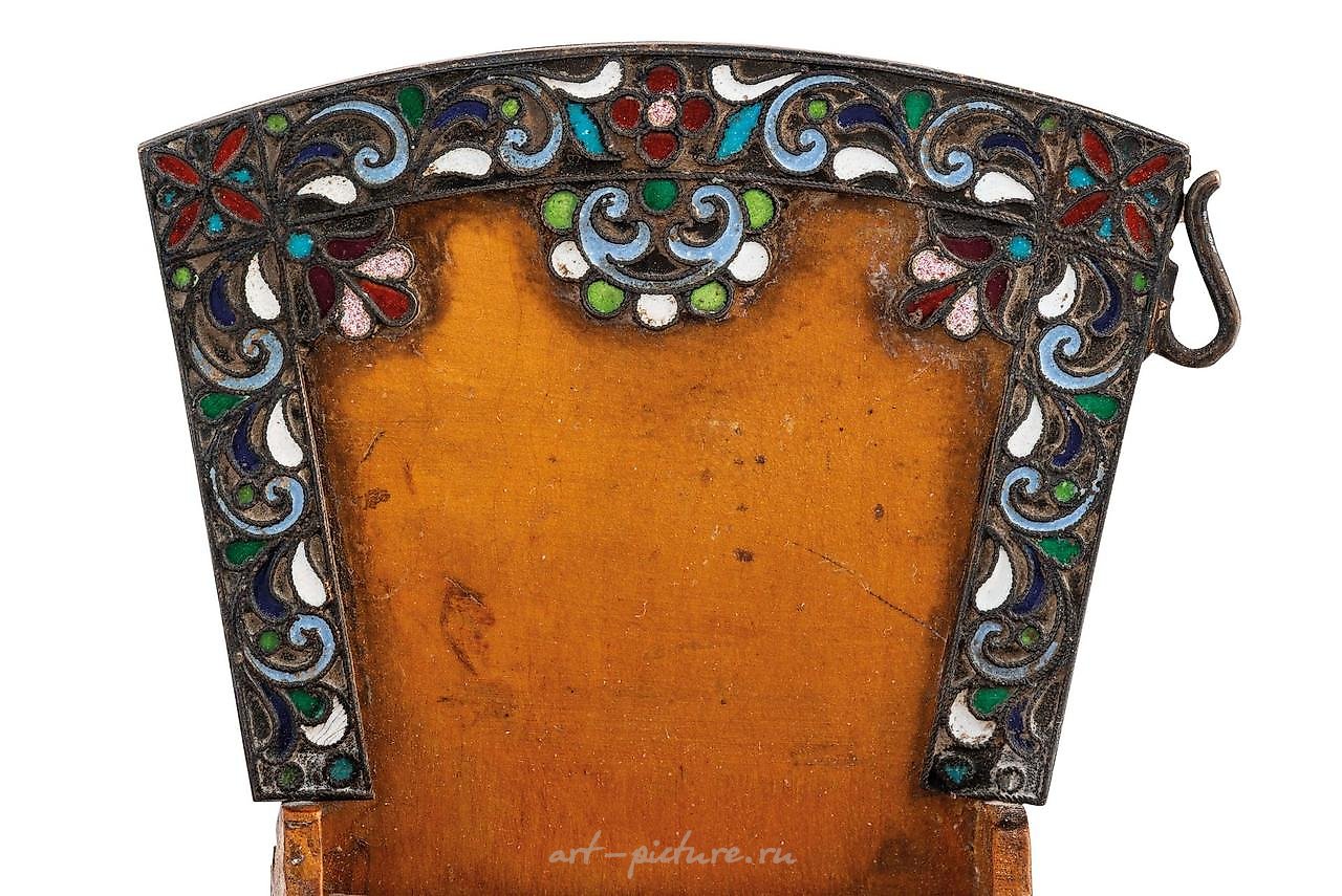 Russian silver , SALIERA A TRONO IN BIRCH WOOD, SILVER AND ENAMEL, SAN P...