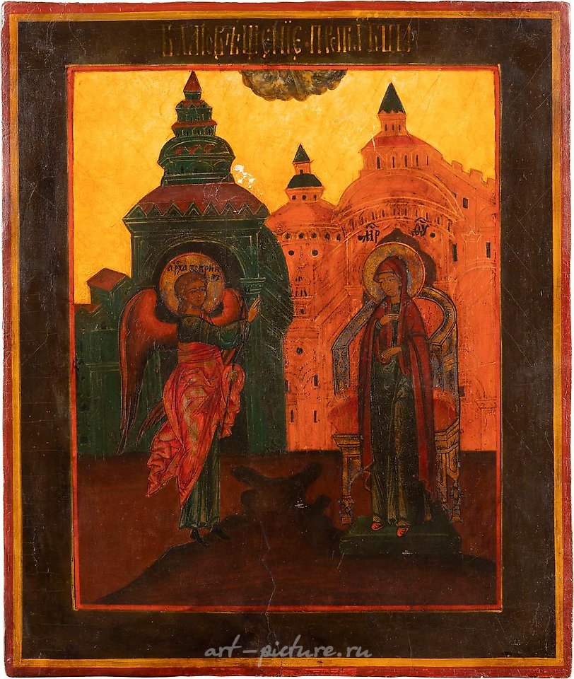 Russian silver , AN ICON SHOWING THE ANNUNCIATION Russian, 18th century Temp