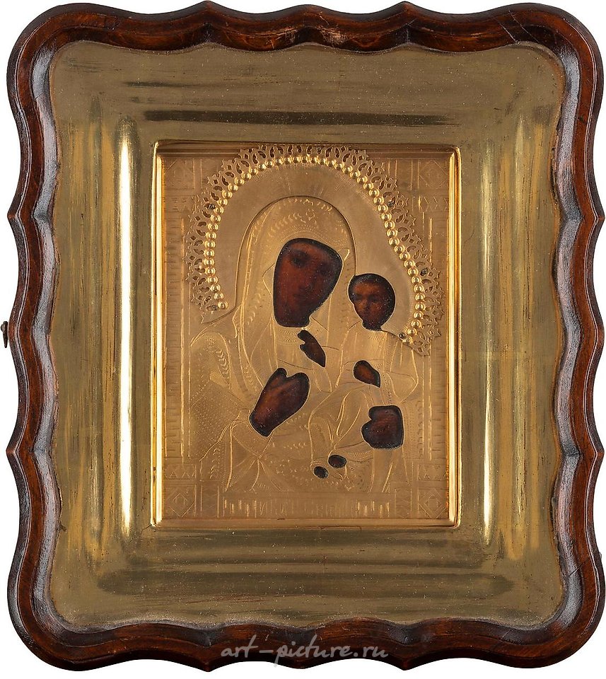 Русское серебро , ДВЕ ИКОНЫ С ОКЛАДОМ В КИОТЕ: ХРИСТОС ПАНТОКРАТОР И ИВЕРСКАЯ БОГОРОДИЦА