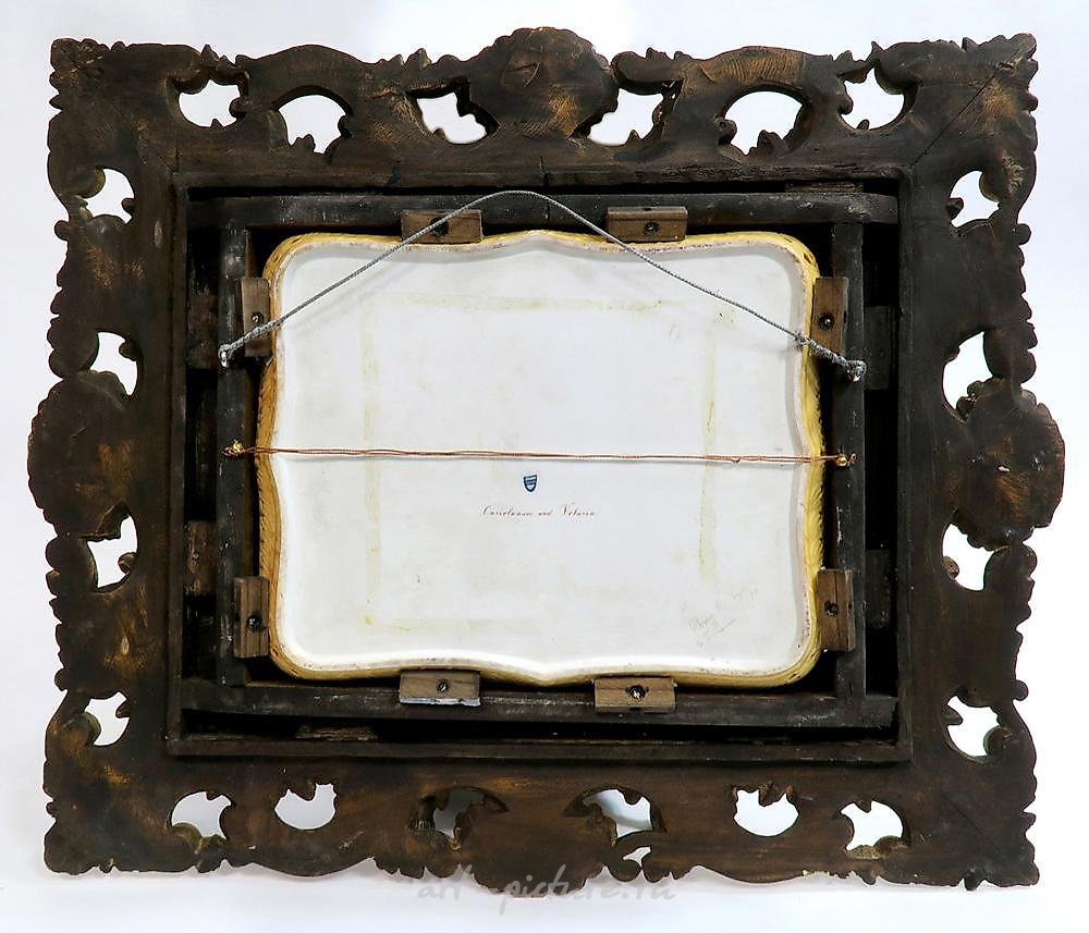 Royal Vienna Porcelain , 19TH C. LARGE ROYAL VIENNA FRAMED TRAY / PLATE