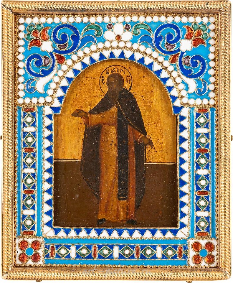 Русское серебро , НЕБОЛЬШАЯ ИКОНА С ИЗОБРАЖЕНИЕМ МОНАХА