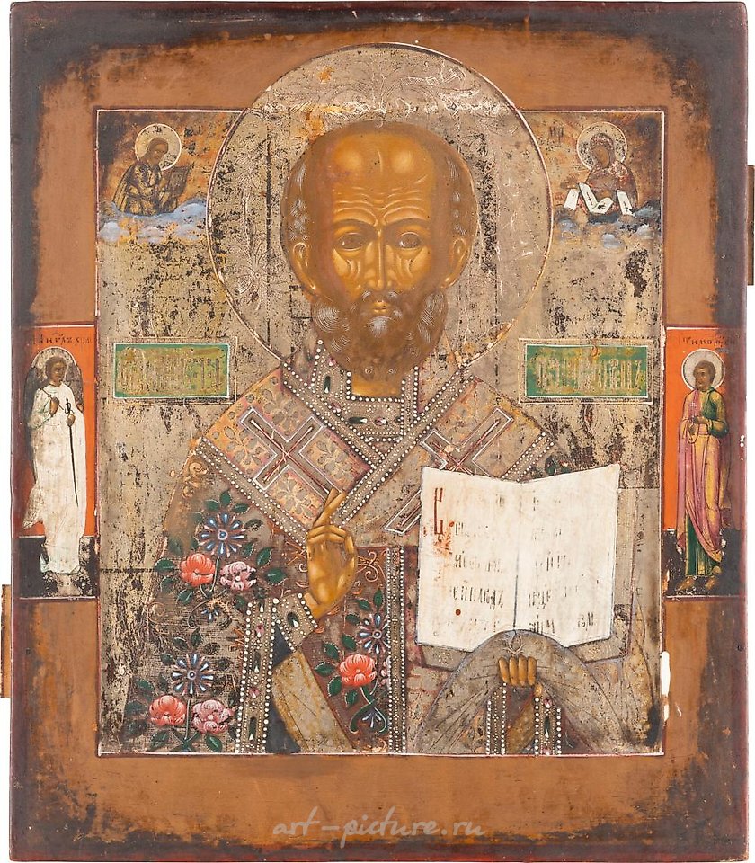 Russian silver , ICON WITH SAINT NICHOLAS OF MYRA