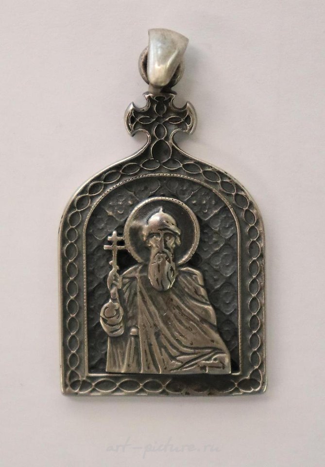 Russian silver , St. Vladimir silver icon, by Michael Perkhin, employee of Ka...