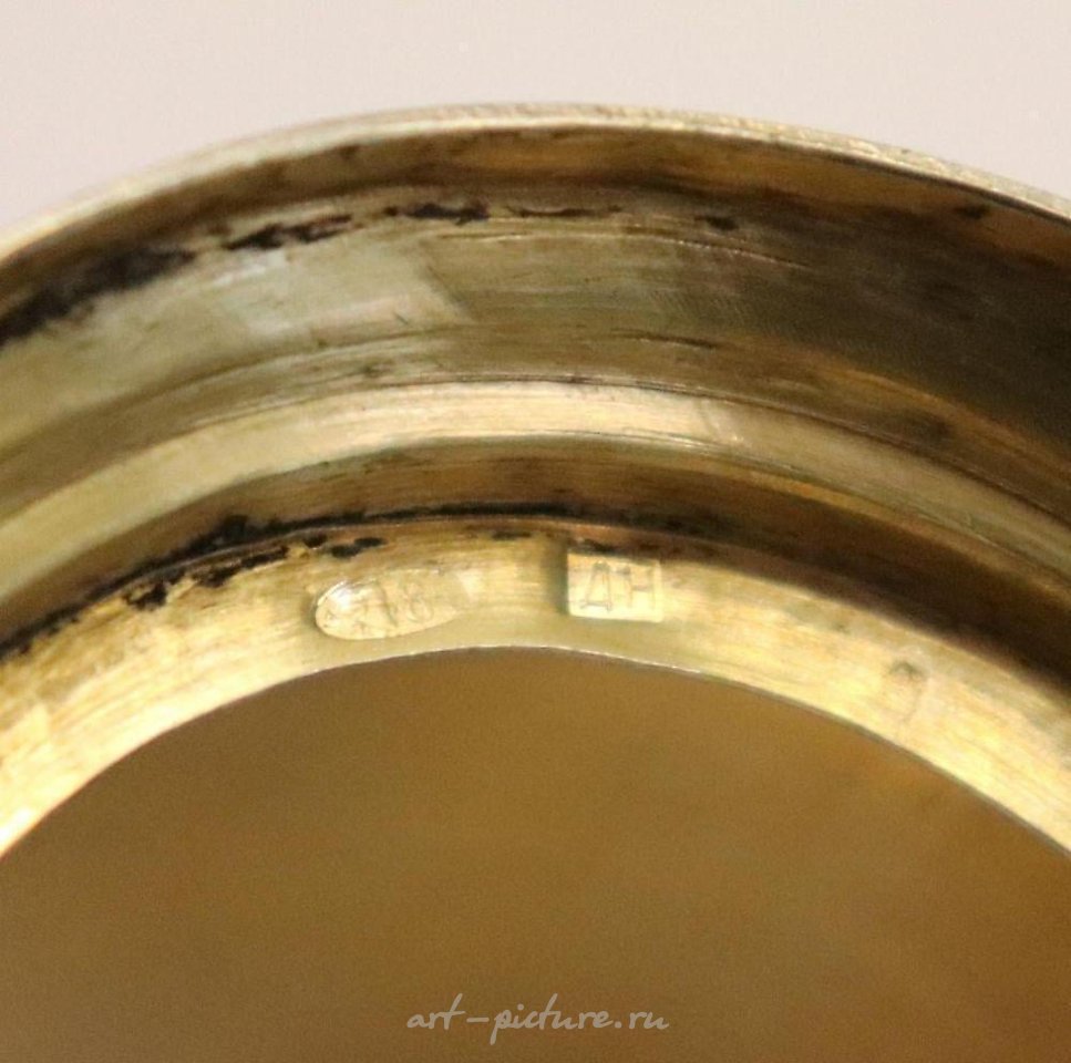 Russian silver , Imperial Russian 84 silver enamel glass holder, Mark DN