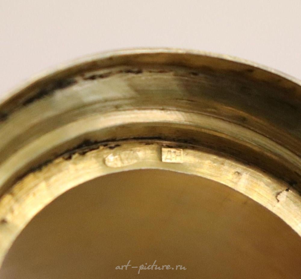 Russian silver , Imperial Russian 84 silver enamel glass holder, Mark DN