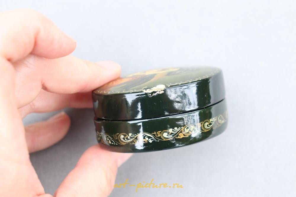 Russian silver , Beautiful Lady, hand-painted Russian lacquer miniature Fedos...