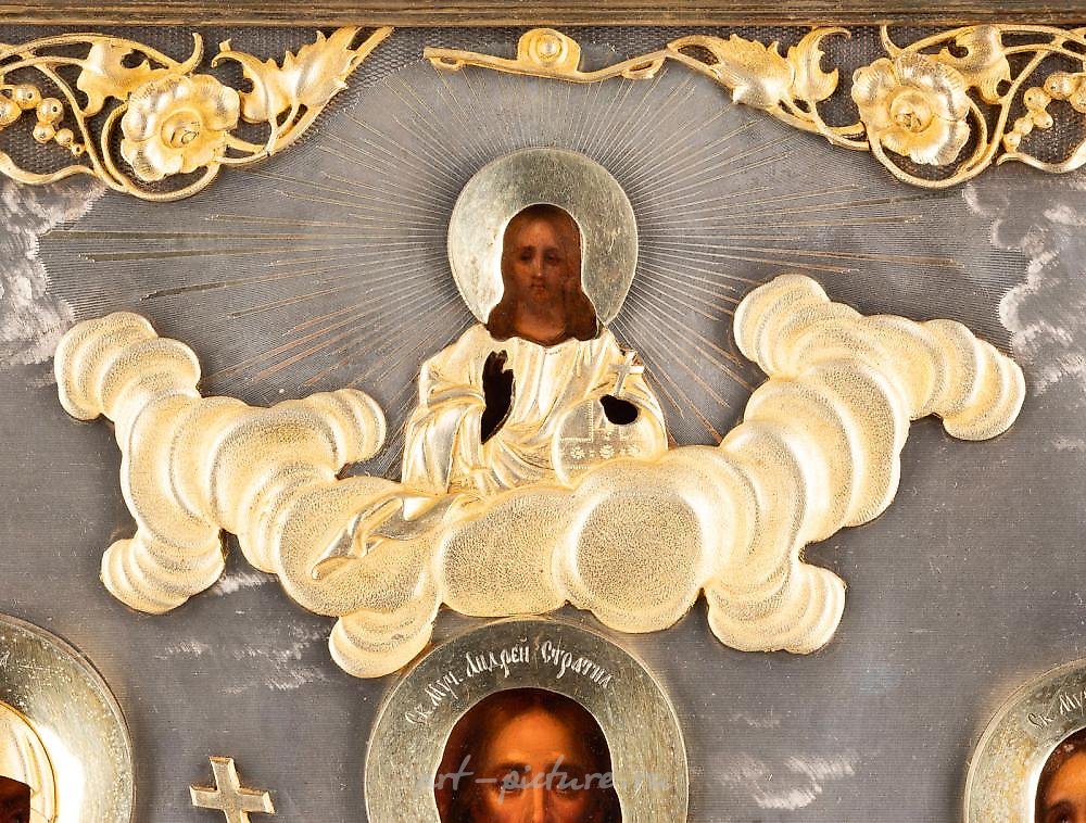 Russian silver , A LARGE DATED ICON SHOWING THE WARRIOR SAINT ANDREW...