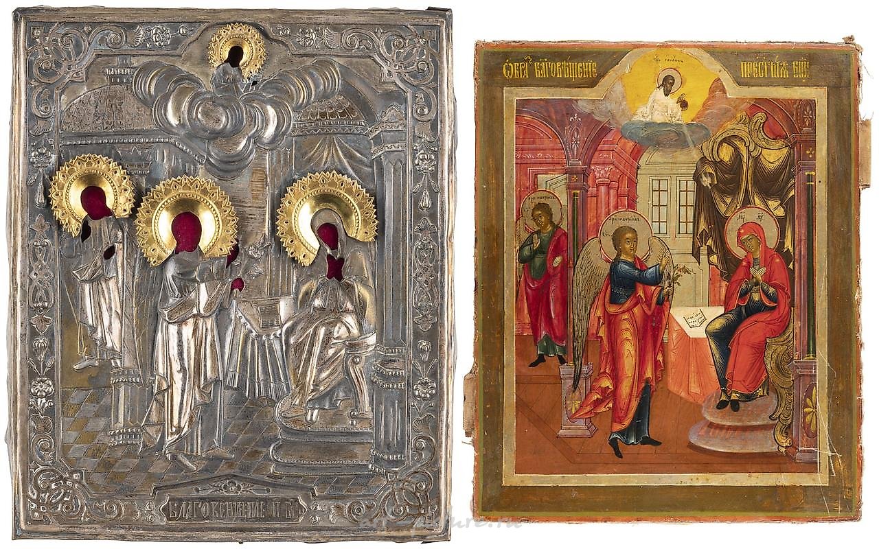 俄罗斯银 , 19世纪中叶的俄罗斯带有镶嵌的“宣告”图标