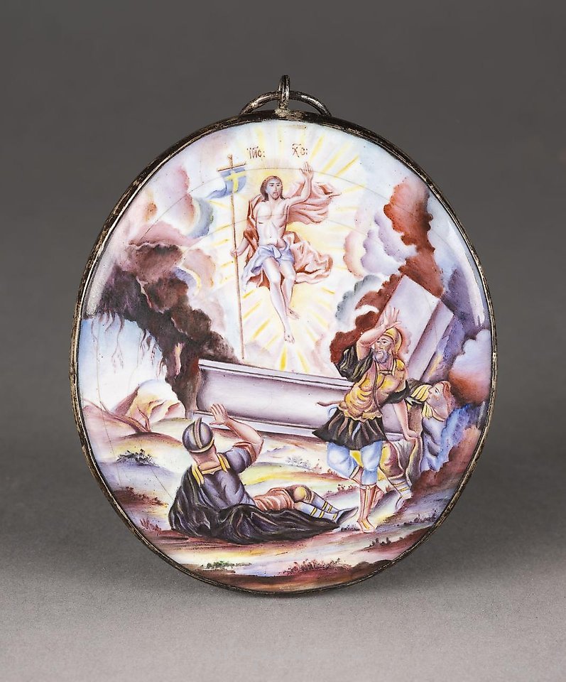 俄罗斯银 , 大型琺瑯圖樣（銀飾）