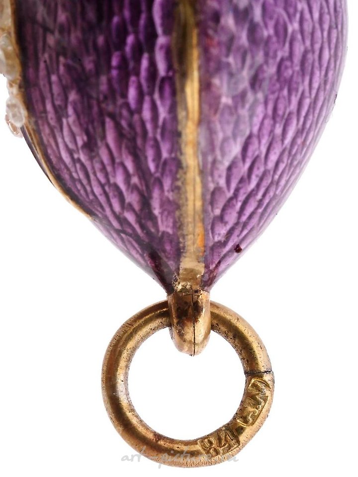 Russian silver , RUSSIAN GILT SILVER ENAMEL SNAKE EGG PENDANT