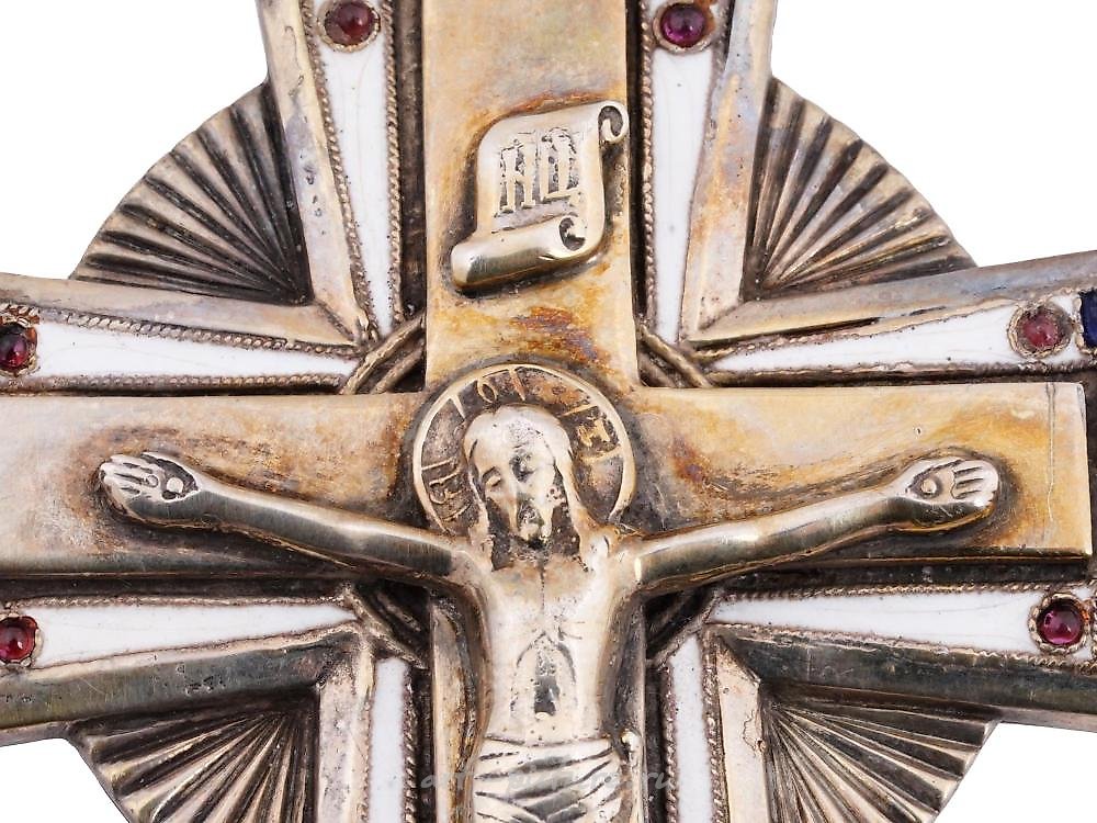 Russian silver , RUSSIAN ORTHODOX SILVER ENAMEL CROSS PENDANT