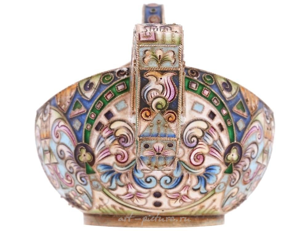 Russian silver , RUSSIAN 84 GILT SILVER AND CLOISONNE ENAMEL KOVSH