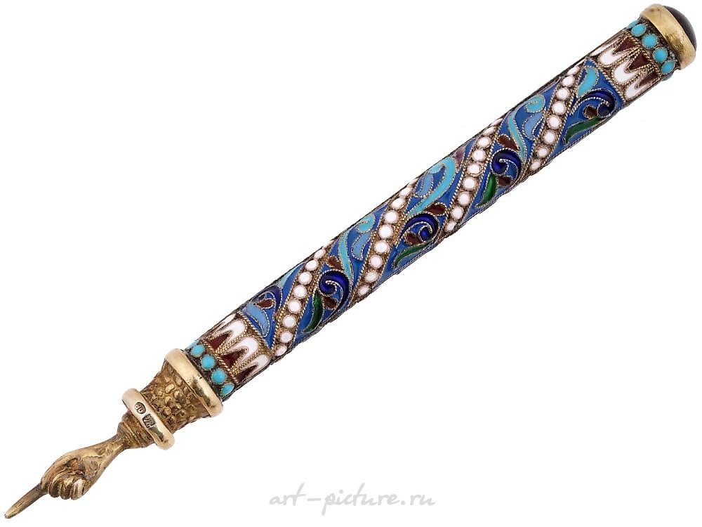 Russian silver , RUSSIAN JUDAICA SILVER ENAMEL CORAL TORAH POINTER
