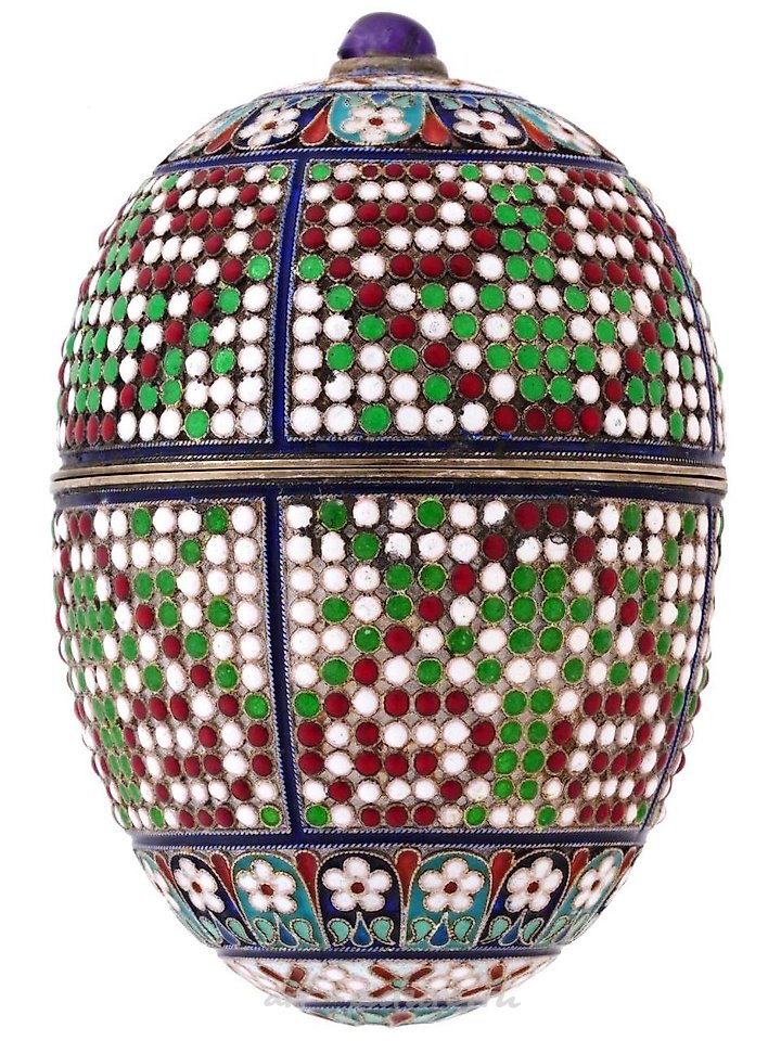 Russian silver , RUSSIAN GILT SILVER ENAMEL EASTER EGG